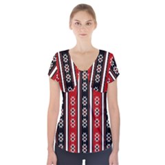 Folklore Pattern Short Sleeve Front Detail Top by Valentinaart