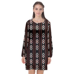 Folklore Pattern Long Sleeve Chiffon Shift Dress  by Valentinaart