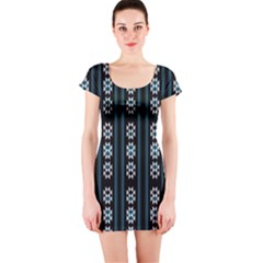 Folklore Pattern Short Sleeve Bodycon Dress