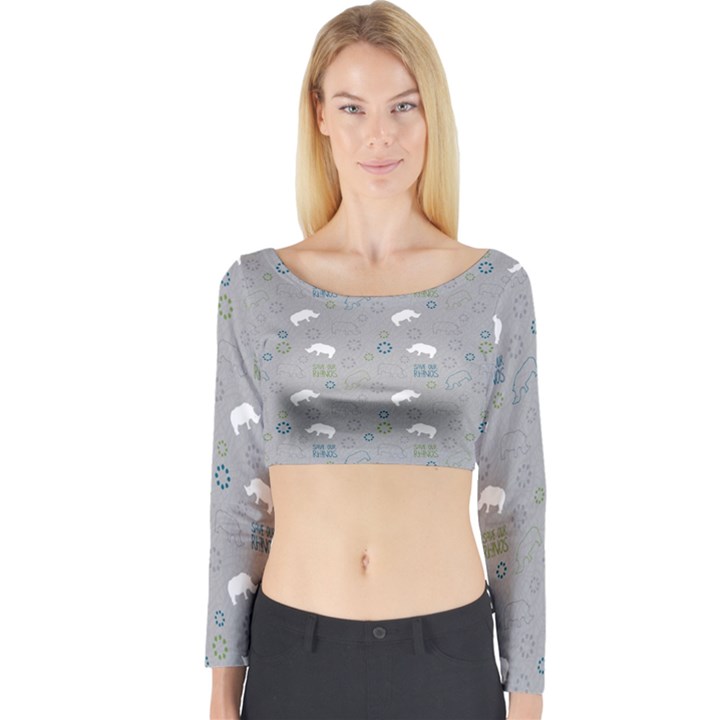 Shave Our Rhinos Animals Monster Long Sleeve Crop Top