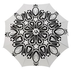 Star Sunflower Flower Floral Black Straight Umbrellas by Mariart