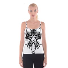 Star Sunflower Flower Floral Black Spaghetti Strap Top by Mariart