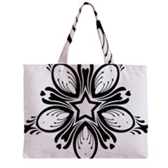 Star Sunflower Flower Floral Black Zipper Mini Tote Bag