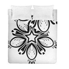 Star Sunflower Flower Floral Black Duvet Cover Double Side (full/ Double Size) by Mariart