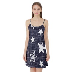 Star Space Line Blue Art Cute Kids Satin Night Slip by Mariart