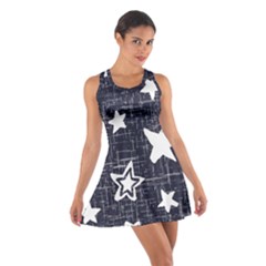 Star Space Line Blue Art Cute Kids Cotton Racerback Dress by Mariart