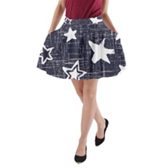 Star Space Line Blue Art Cute Kids A-line Pocket Skirt by Mariart