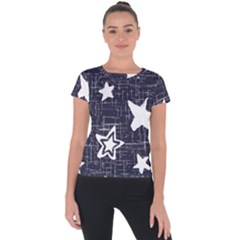 Star Space Line Blue Art Cute Kids Short Sleeve Sports Top  by Mariart