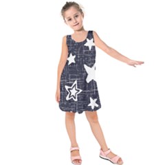 Star Space Line Blue Art Cute Kids Kids  Sleeveless Dress by Mariart