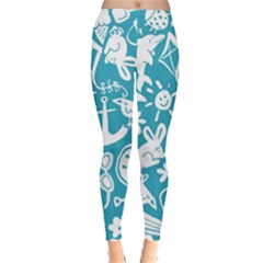 Summer Icons Toss Pattern Leggings  by Mariart