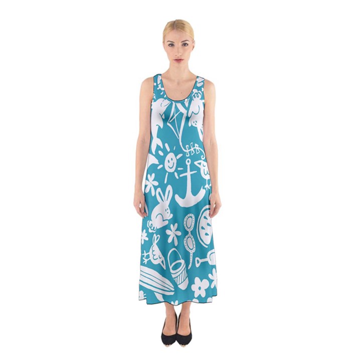 Summer Icons Toss Pattern Sleeveless Maxi Dress