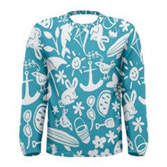 Summer Icons Toss Pattern Men s Long Sleeve Tee