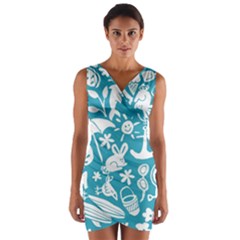 Summer Icons Toss Pattern Wrap Front Bodycon Dress by Mariart