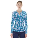 Summer Icons Toss Pattern V-Neck Long Sleeve Top View1