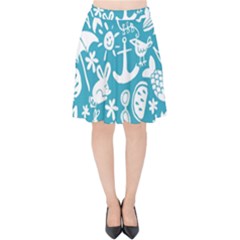 Summer Icons Toss Pattern Velvet High Waist Skirt by Mariart