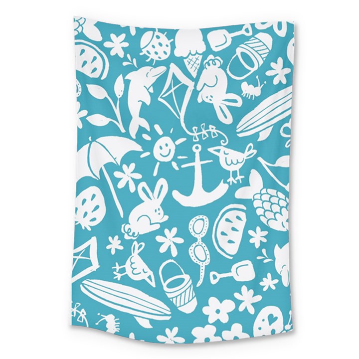 Summer Icons Toss Pattern Large Tapestry