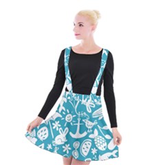 Summer Icons Toss Pattern Suspender Skater Skirt by Mariart