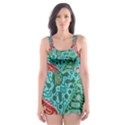 Recursive Coupled Turing Pattern Red Blue Skater Dress Swimsuit View1