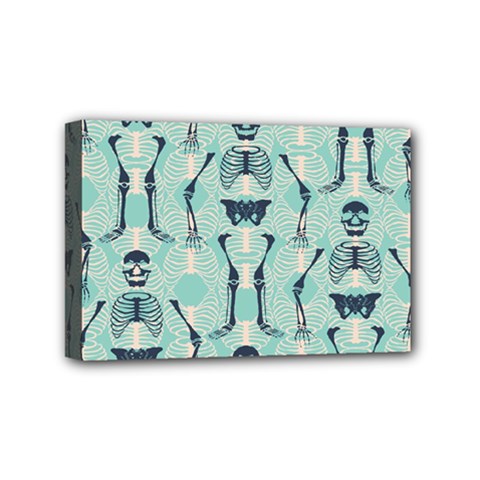 Skull Skeleton Repeat Pattern Subtle Rib Cages Bone Monster Halloween Mini Canvas 6  X 4  by Mariart