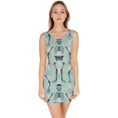 Skull Skeleton Repeat Pattern Subtle Rib Cages Bone Monster Halloween Bodycon Dress