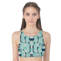 Skull Skeleton Repeat Pattern Subtle Rib Cages Bone Monster Halloween Tank Bikini Top by Mariart