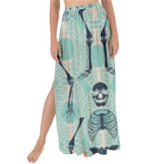 Skull Skeleton Repeat Pattern Subtle Rib Cages Bone Monster Halloween Maxi Chiffon Tie-up Sarong by Mariart