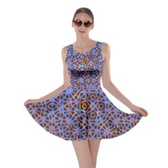 Silk Screen Sound Frequencies Net Blue Skater Dress by Mariart