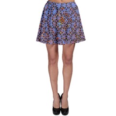 Silk Screen Sound Frequencies Net Blue Skater Skirt