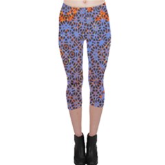 Silk Screen Sound Frequencies Net Blue Capri Leggings 