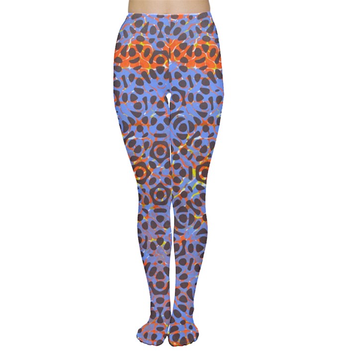 Silk Screen Sound Frequencies Net Blue Women s Tights