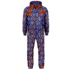 Silk Screen Sound Frequencies Net Blue Hooded Jumpsuit (men)  by Mariart