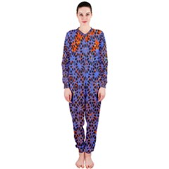 Silk Screen Sound Frequencies Net Blue Onepiece Jumpsuit (ladies)  by Mariart