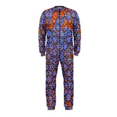 Silk Screen Sound Frequencies Net Blue Onepiece Jumpsuit (kids) by Mariart