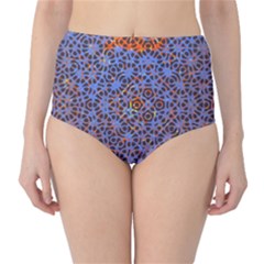 Silk Screen Sound Frequencies Net Blue High-Waist Bikini Bottoms