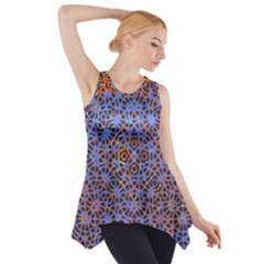 Silk Screen Sound Frequencies Net Blue Side Drop Tank Tunic