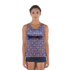 Silk Screen Sound Frequencies Net Blue Sport Tank Top 