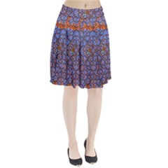 Silk Screen Sound Frequencies Net Blue Pleated Skirt