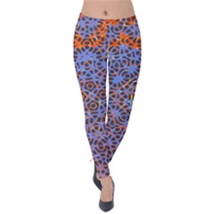 Silk Screen Sound Frequencies Net Blue Velvet Leggings