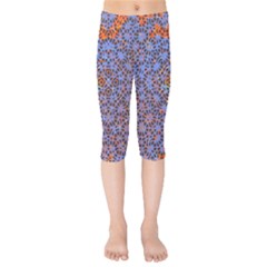 Silk Screen Sound Frequencies Net Blue Kids  Capri Leggings 