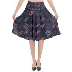 These Letter Ancient Tibetan Kingdom Zhang Zhung Ram Yam Kham Srum Art Sign Flared Midi Skirt