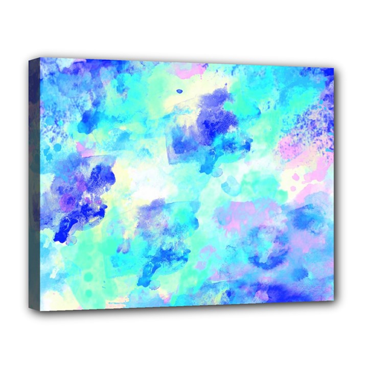 Transparent Colorful Rainbow Blue Paint Sky Canvas 14  x 11 