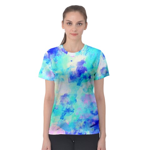 Transparent Colorful Rainbow Blue Paint Sky Women s Sport Mesh Tee by Mariart