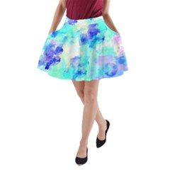 Transparent Colorful Rainbow Blue Paint Sky A-line Pocket Skirt by Mariart