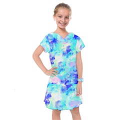 Transparent Colorful Rainbow Blue Paint Sky Kids  Drop Waist Dress