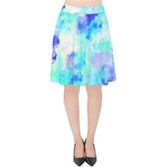 Transparent Colorful Rainbow Blue Paint Sky Velvet High Waist Skirt by Mariart