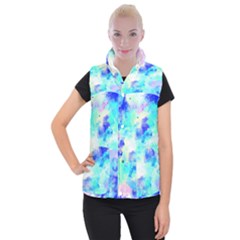 Transparent Colorful Rainbow Blue Paint Sky Women s Button Up Puffer Vest by Mariart