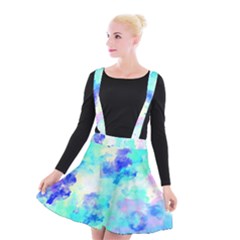 Transparent Colorful Rainbow Blue Paint Sky Suspender Skater Skirt