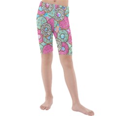 Donuts Pattern Kids  Mid Length Swim Shorts by ValentinaDesign