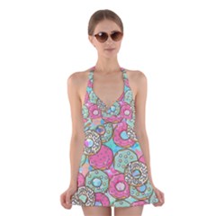 Donuts pattern Halter Swimsuit Dress