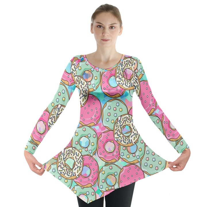 Donuts pattern Long Sleeve Tunic 